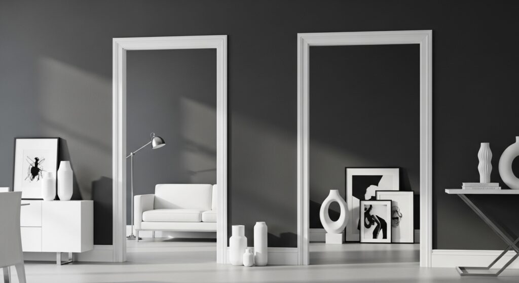 Geometrische Muster in Weiß auf Grau