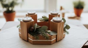 Moderner Adventskranz aus Holz selber machen