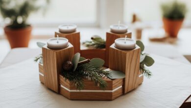 Moderner Adventskranz aus Holz