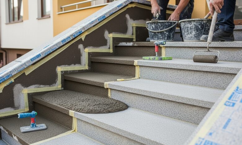 Außentreppe sanieren mit Flüssiggranit