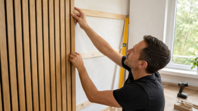 Wandpaneele aus Holz montieren [Bildinhalt mit KI erstellt]